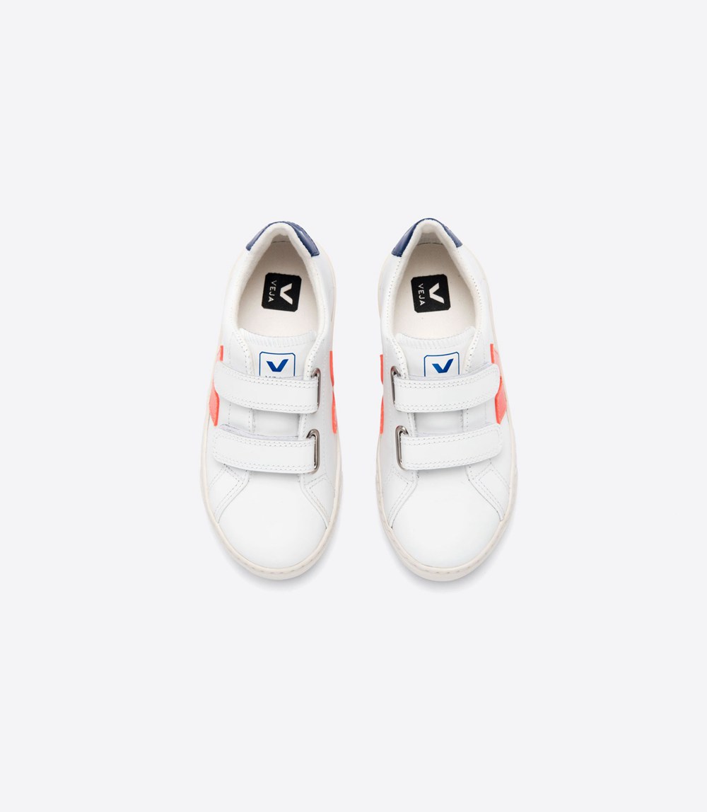 Tenis Veja Niños - Esplar Velcro Cuero - Blancos - 086POALRM